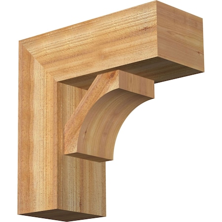 Ekena Millwork Westlake Block Rough Sawn Bracket w/ Offset Brace, Western Red Cedar, 8"W x 20"D x 20"H BKT0806X20X20WTL05RWR
